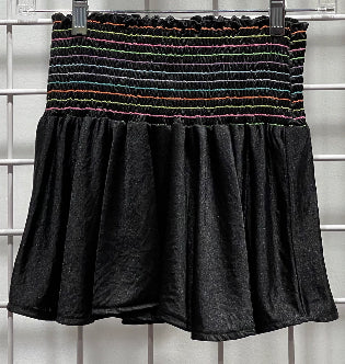Erge Black Satin Short Sleeve Shirt, Shorts or Skirt