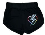 Rock Candy Gray Checker Bolt Tank & Rainbow Heart Shorts