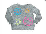 Rock Candy Infant All Over Smiles Hacci Gray Sweat Sweatshirt Or Black Leggings