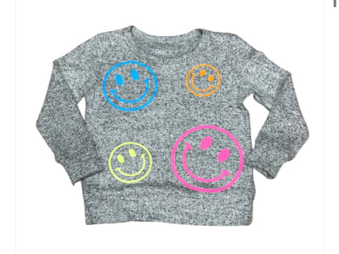 Rock Candy Infant All Over Smiles Hacci Gray Sweat Sweatshirt Or Black Leggings