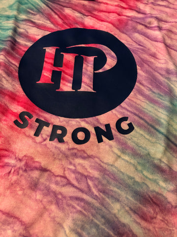 Blossom Tie Dye Blue Writing HPSTRONG T-Shirt