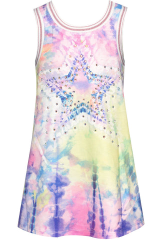 Sara Sara A Line Tie Dye Dress With Rhinestone Star | Glamour Girlz Central Highland Park Sara Sara A Line Tie Dye Dress With Rhinestone Star | Glamour Girlz Central Highland Park