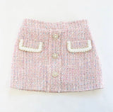 White & Pink Tweed Mix Top W/Purse or Button Front Tweed Skirt