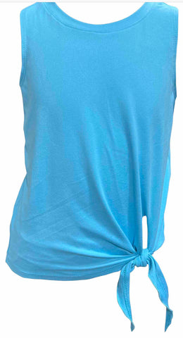 Erge Bright Blue Front Side Tie Tank Top