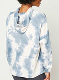 Hayden Los Angeles Women's Blue Tie Dye Garment Cloud Dye Knit Hoodie