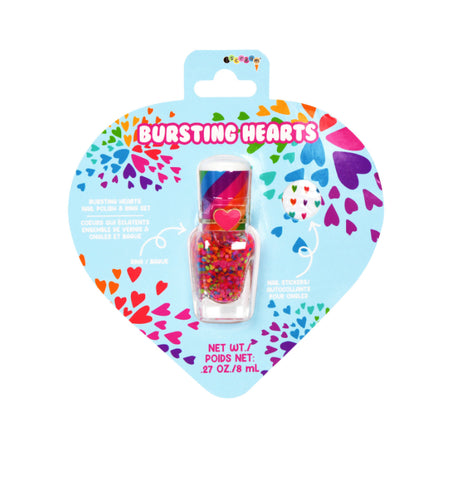 I Scream Bursting Hearts Nail Polish  And Ring Set