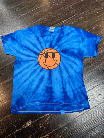 Blue Tie Dye  T Shirt  Smiley Basketball