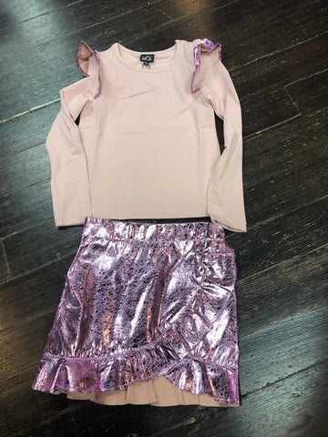 Little Olin Pink Ruffle Metallic Set