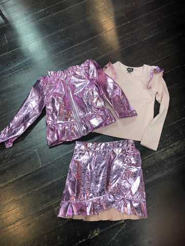 Little Olin Pink Ruffle Metallic Set