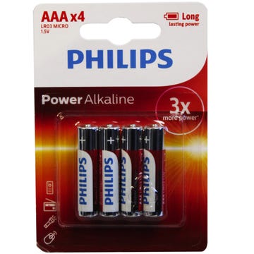 Philips Power Alkaline 4 Pack AAA Batteries
