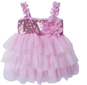 Popatu Light Pink Sequin Tier Dress
