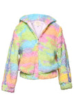 Hannah Banana Sara Sara Colorful Sherpa Hooded Jacket W/Sequins Trim